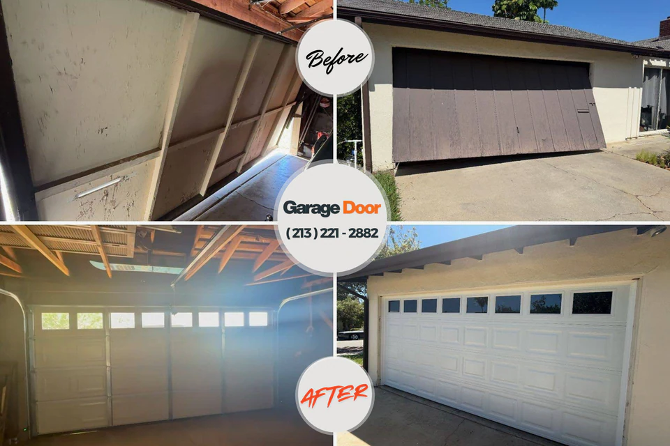 Before and after: garage door repair Sheridan, IN